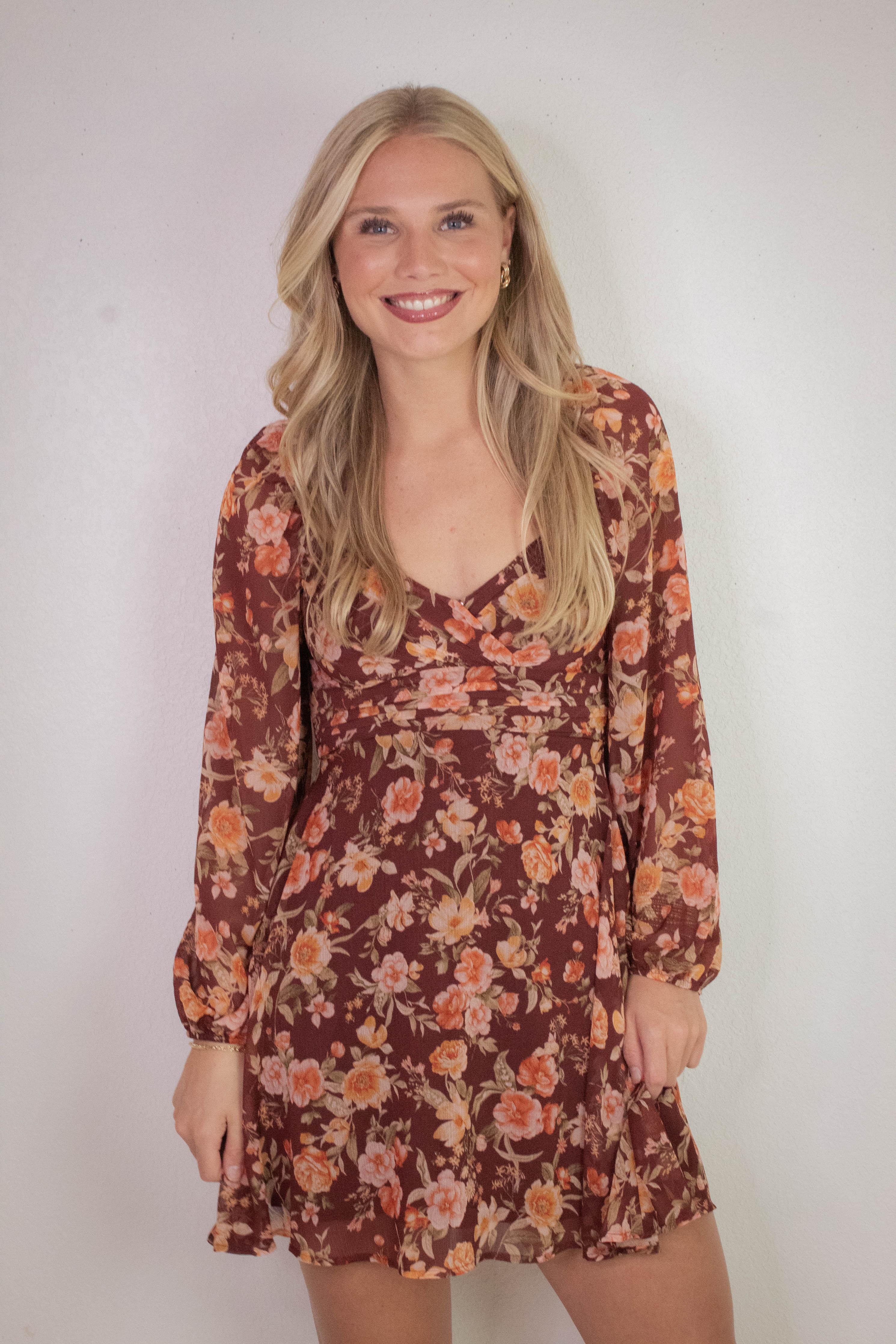 Image of Ivy Sweetheart Neck Mini Dress, Burgundy Multi
