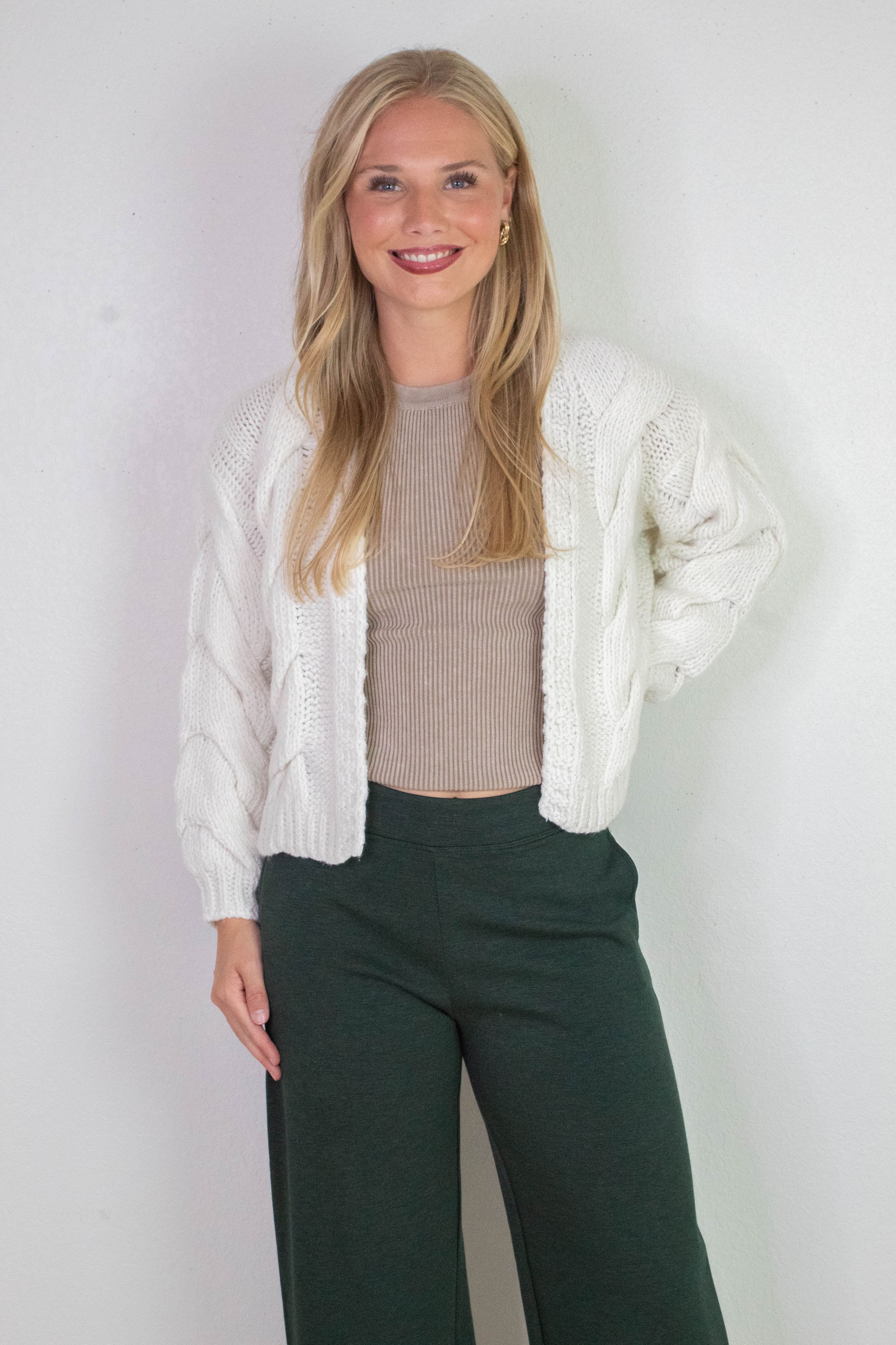 Image of Kennedy Cable Knit Cardigan, Whip Cream