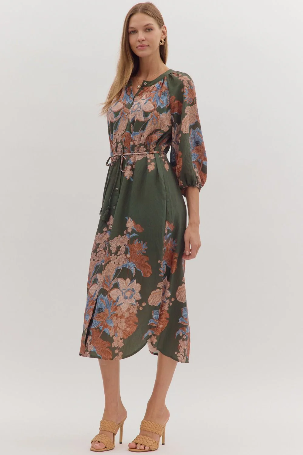 Image of Delaney Floral Print Dress, Olive