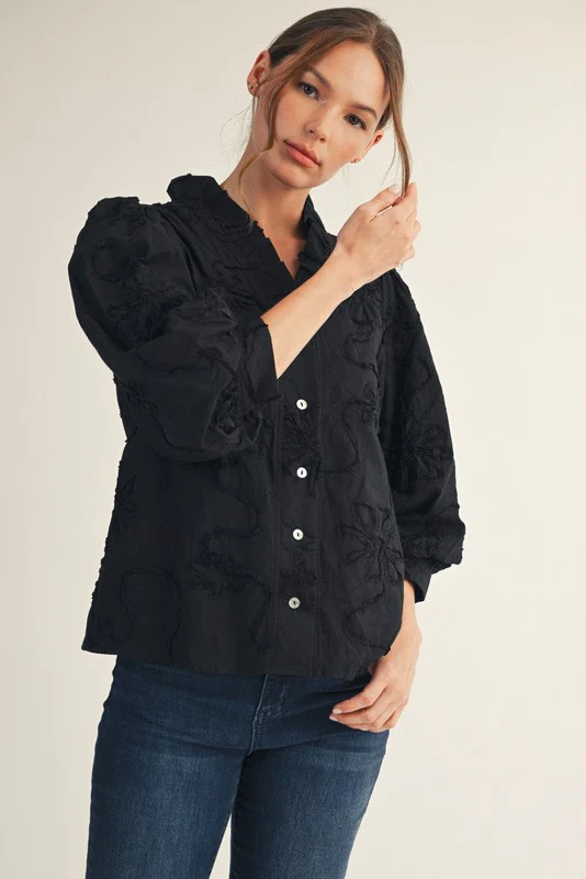 Image of Bridget Ruffle Detailed Blouse, Black