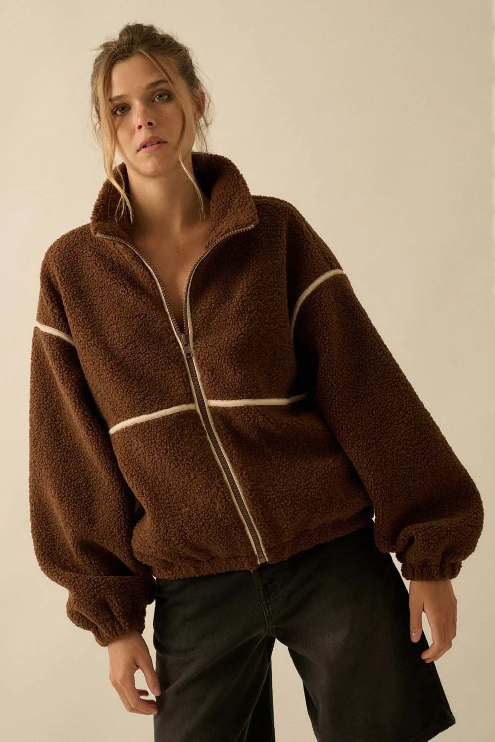 Image of Hannah Sherpa Jacket, Chocolate