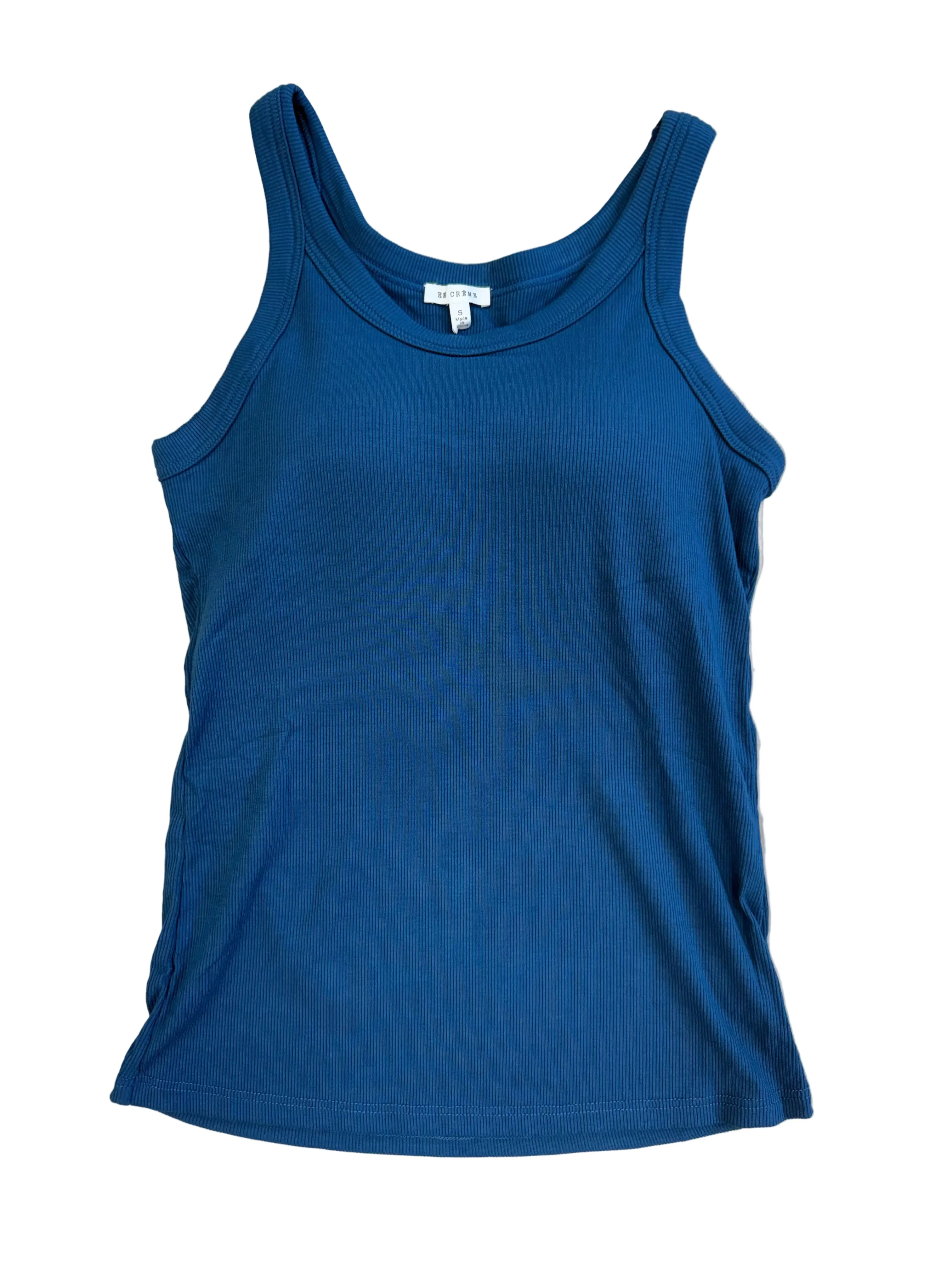Image of Alani Soft Ribbed Padded Tank, Navy