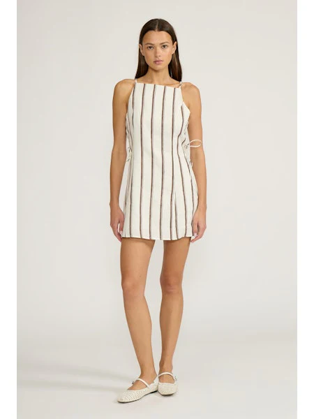 Image of Aurelia Mini Dress, White Brown | Lucy Paris