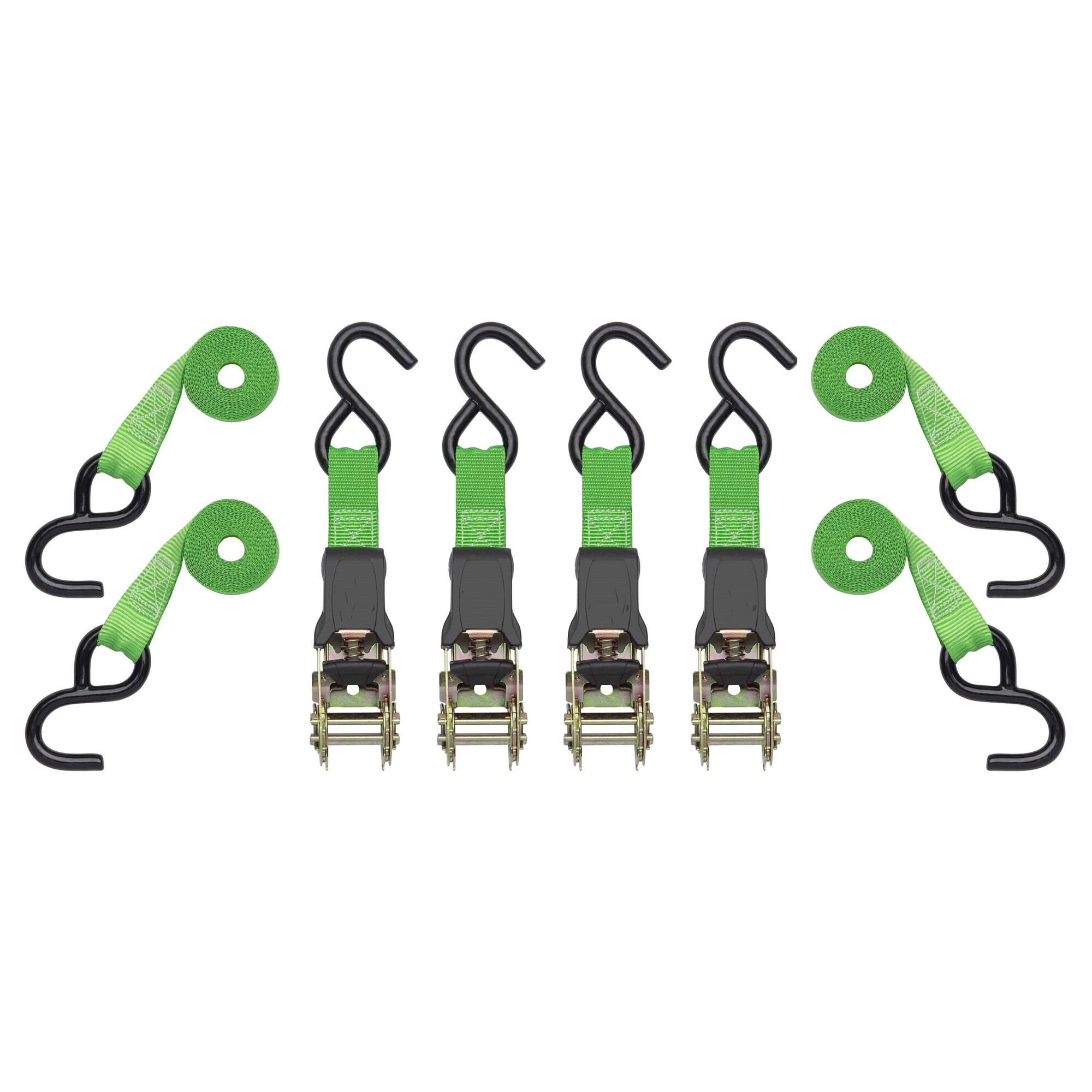 Ultra-Tow 4-Pack 14ft. Padded Ratchet Tie-Down Straps, 500-lb. Working Load, 1500-lb. Capacity, 14ft.L, Green Polyester