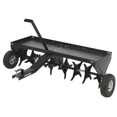 Strongway 48in. Plug Aerator, 32 Coring Plugs, 10in. Pneumatic Tires