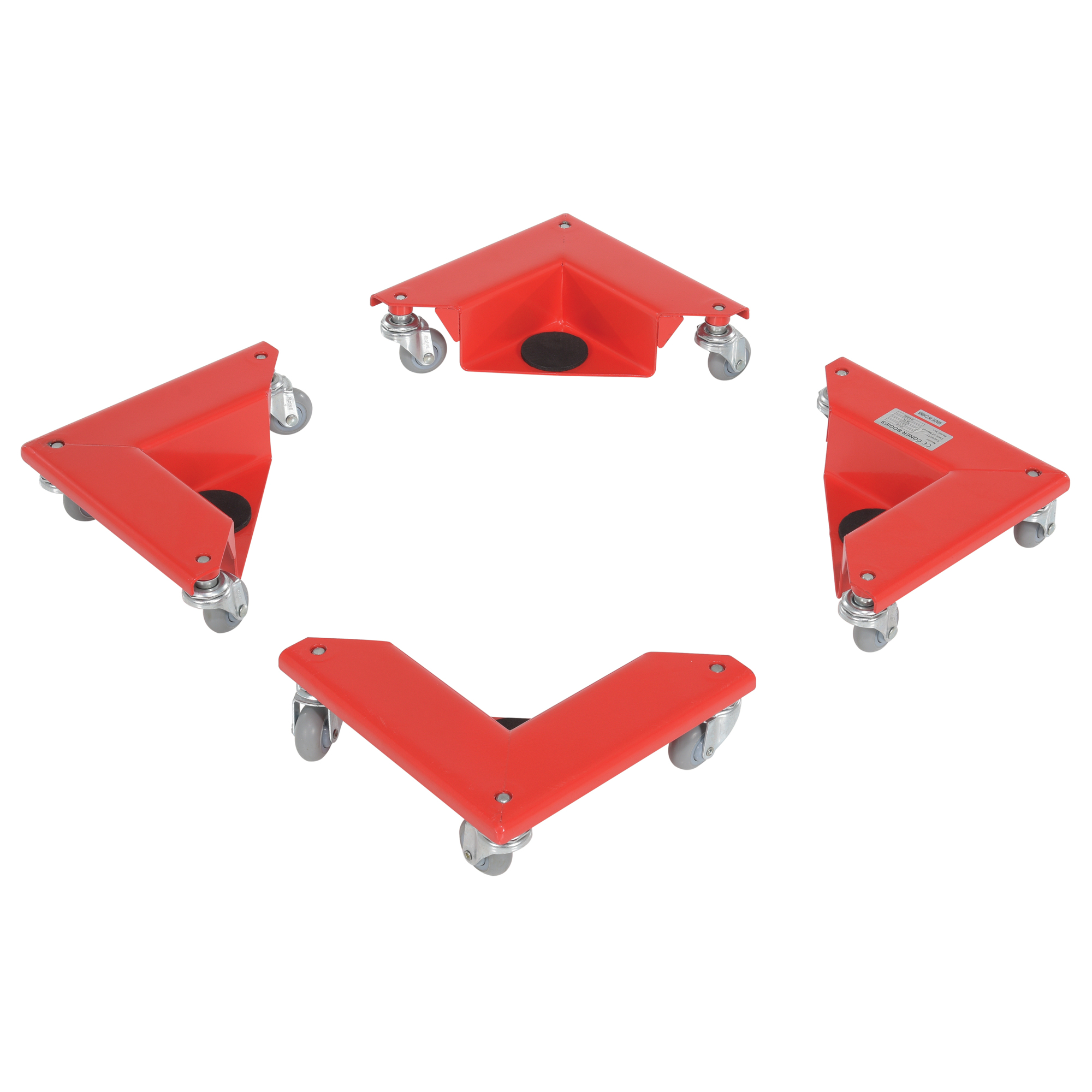 Vestil Corner Mover Dolly Set - 10.25in. x 10.25in., 300-Lb. Capacity, Steel, Powder-Coated, 4 Pack, Model# CMD-S-300-4PK