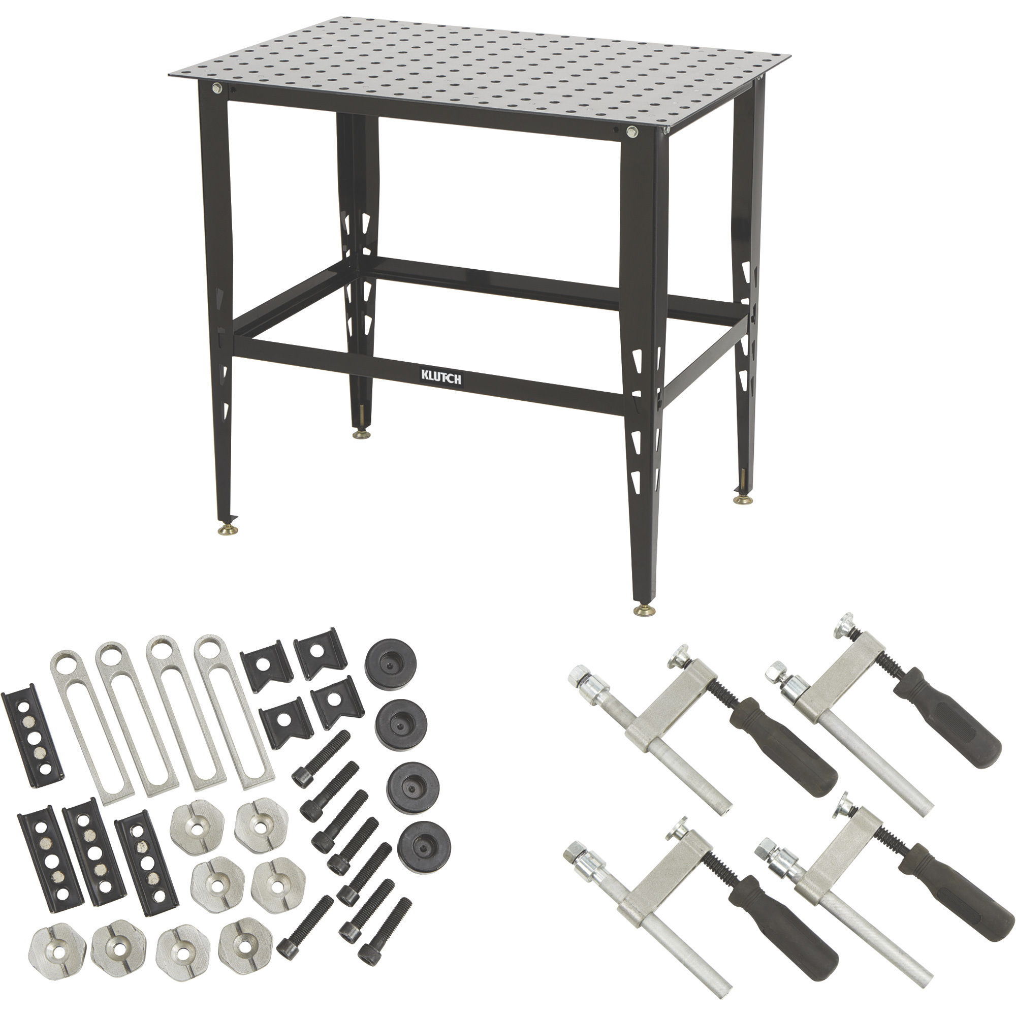 Klutch Steel Welding Table with Tool Kit, 36in.L x 24in.W x 33-1/4in.H, 600-Lb. Capacity