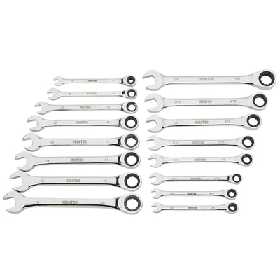 Ironton 16-Pc. SAE/MM Ratchet Wrench Set, Model# 573089A