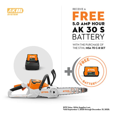 STIHL Battery-Operated Cordless Chainsaw Set, 12in. Bar, 1/4in. Chain Pitch, Model# MSA 70