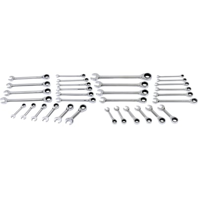 Klutch Ratcheting Combination Wrench Set, SAE/Metric, Chrome Vanadium Steel, 32-Pc.