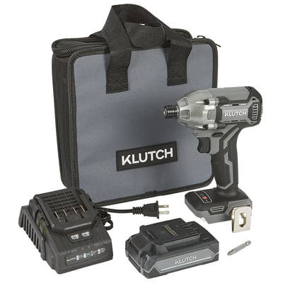 Klutch 1/4in. Impact Driver Kit, KLiQ 20V, 200 Ft./Lbs. Breakaway Torque, Brushless, Cordless, 2.0Ah