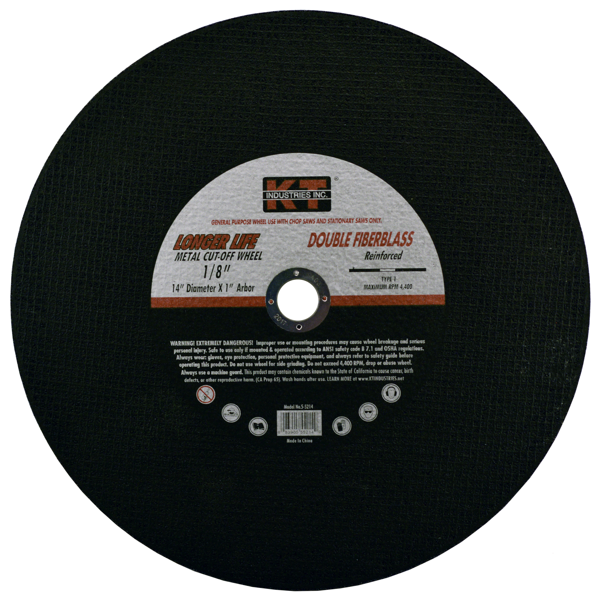 K-T Industries CUT OFF WHEEL METAL 14" X 1/8" X 1" - Pack of 5