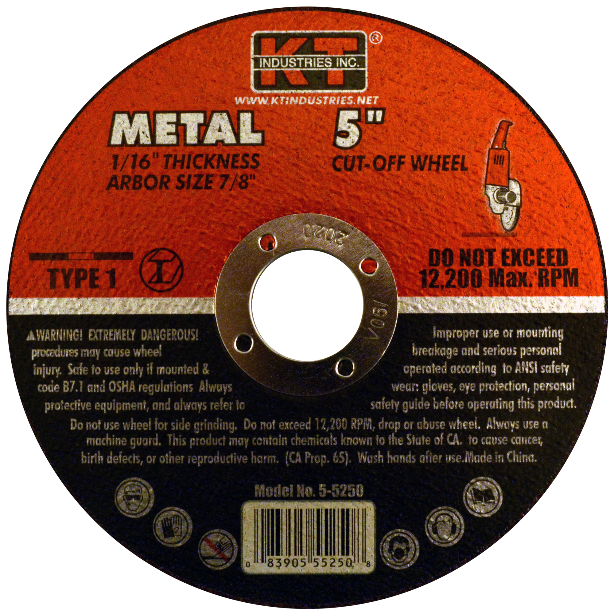 K-T Industries CUTTING WHEEL METAL 5" X 1/16" X 7/8"- Pack of 10