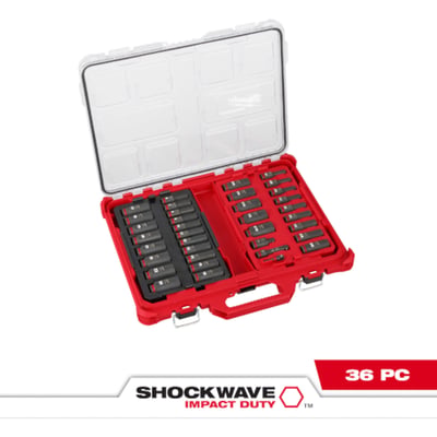 Milwaukee 36-Pc. SHOCKWAVE Impact Duty Socket Set with PACKOUT Organizer, 3/8in. Drive, SAE/Metric, Model# 49-66-6805