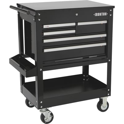 Ironton 30in. 5-Drawer Mechanic's Tool Cart, 33-7/8in.L x 17-5/8in.W x 39-1/8in.H, 700-Lb. Capacity