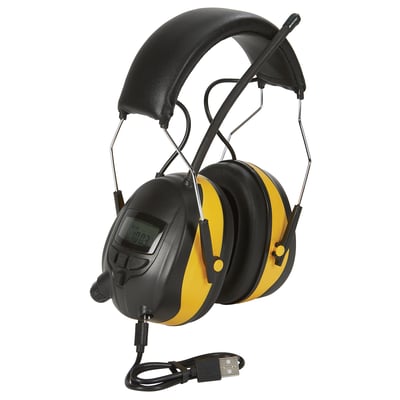 Klutch Hearing Protection Earmuffs with 25dB NRR, Wireless Connectivity and AM/FM