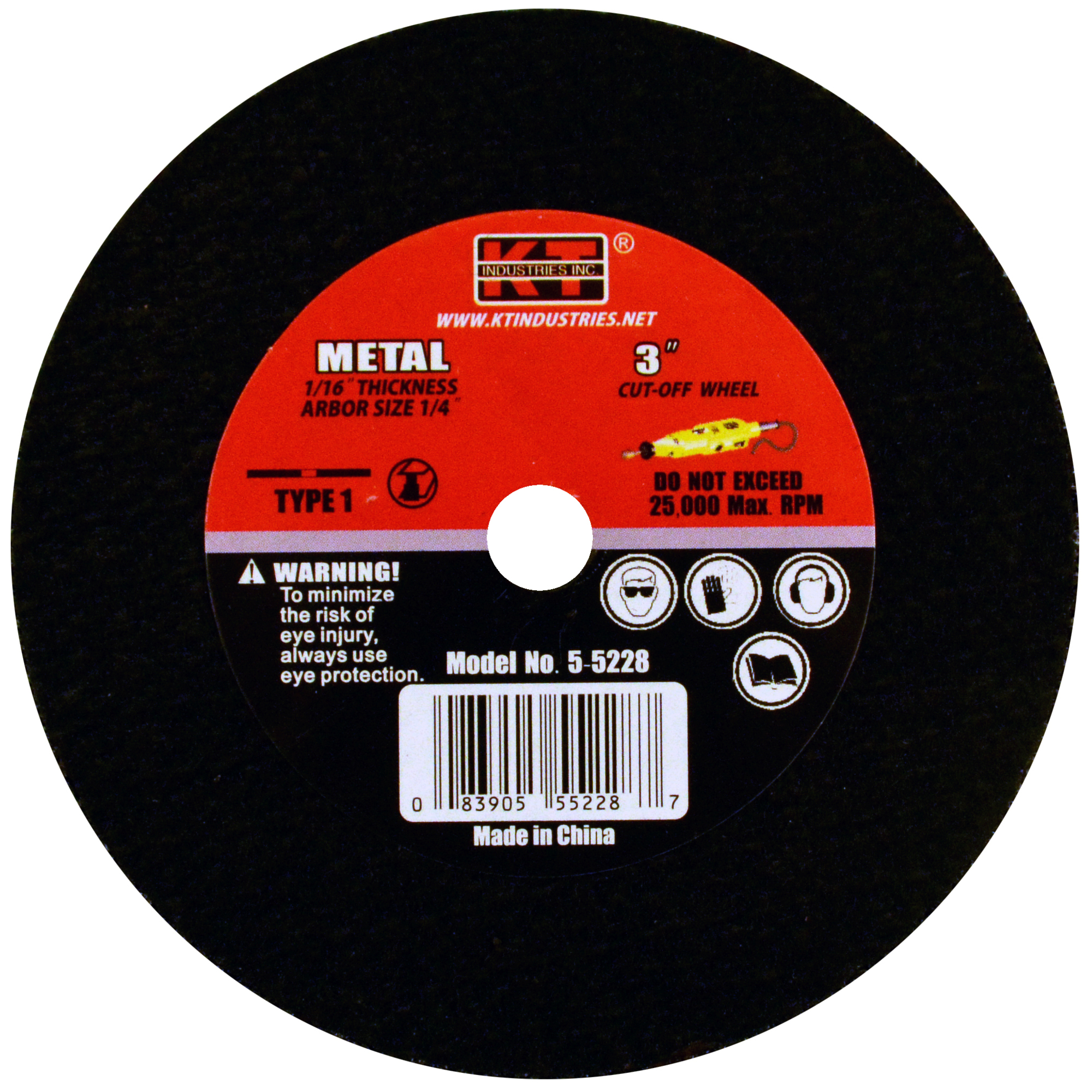 K-T Industries CUTTING WHEEL METAL 3" X 1/16" X 1/4"- Pack of 10