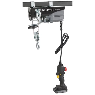 Klutch Cable Hoist Kit, KLiQ 20V, Battery-Powered, 275-Lb. Single-Line/550-Lb. Double-Line Capacity, 39ft./19.5ft. Lift Height, Brushless, 2.0Ah
