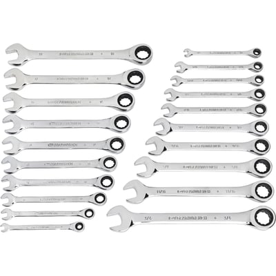 GearWrench Ratcheting Combination Wrench Set, 20-Pc., SAE and Metric, Model# 35720-06