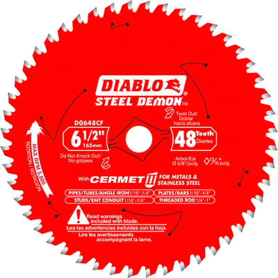 Diablo Steel Demon Cermet II Metal Cutting Circular Saw Blade, 6-1/2in., 48T, Model# D0648CFA