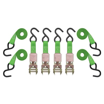 Ironton 4-Pack 1in. x 14ft. Standard-Duty Ratchet Tie-Down Straps, 300-lb. Working Load, 900-lb. Capacity, 14ft.L, Polyester
