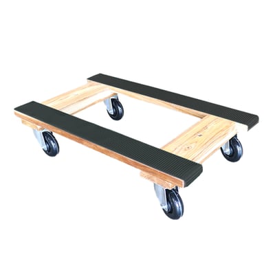 Klutch Hardwood Dolly, 3.5in. Casters, Rubber Tread