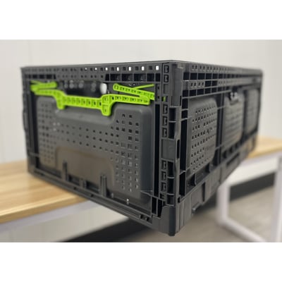Plasgad Collapsible Folding Plastic Storage Crate with Locks, 265-Lb. Capacity, 23.6in. x 15.7in. x 10.2in., Model# BA4269004
