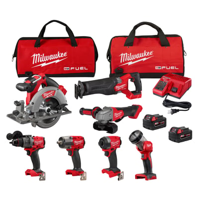 Milwaukee M18 FUEL 7-Tool Combo Kit, Chuck Size 1/4in., Drive Size 1/4in., Model# 3697-27