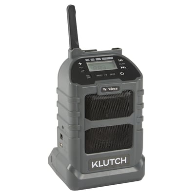 Klutch Dual-Power Wireless Jobsite Radio, KLiQ 20V, 120V AC, Bare Tool
