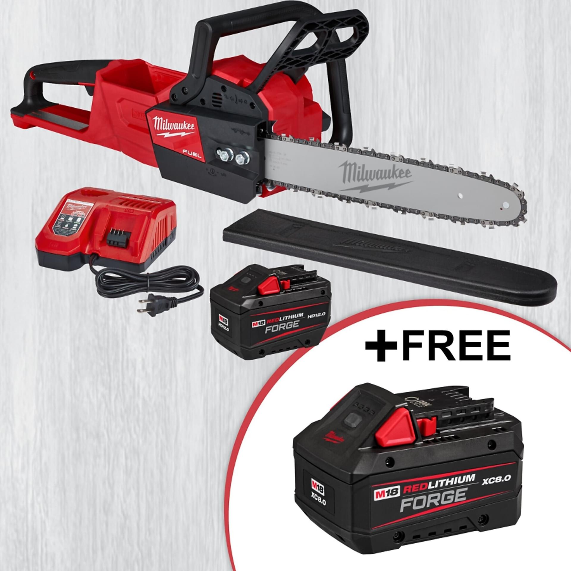 Milwaukee M18 18V FUEL Li-Ion Cordless Chainsaw, 16in. Bar, 12.0Ah Battery, Model# 2727-21HD