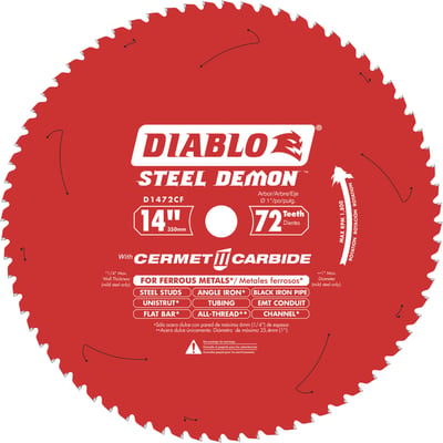 Diablo Steel Demon Cermet II Carbide Metal Cutting Circular Saw Blade, 14in., 72 Tooth, Model# D1472CF