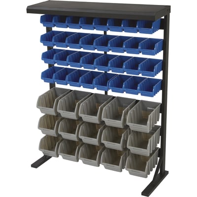 Strongway Single-Side Bulk Storage Rack Unit with 47 Assorted Bins, 36 1/2in.W x 14in.D x 46in.H