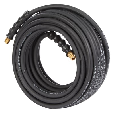 Klutch Rubber Air Hose, 1/4in. x 50ft., 300 PSI, Black