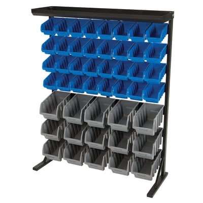 Strongway Single-Sided 47-Bin Bulk Storage Rack, 36-1/2in.W x 14in.D x 46in.H, Model# 202202A