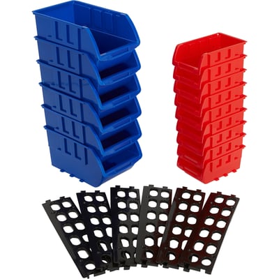 X-Space Stackable Storage Bins, 15-Pc. Set, Red/Blue, 15.1in. x 10.8in. x 8.8in.