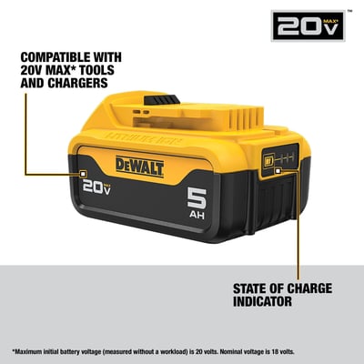 DEWALT 20-Volt Max 5.0Ah Lithium-Ion Battery, Model# DCB205