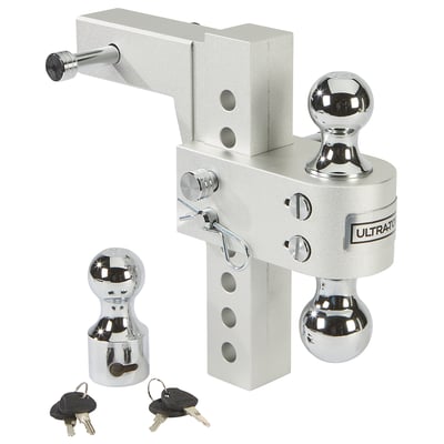 Ultra-Tow 8in. Adjustable Ball Mount, Aluminum, Class IV, 12,000-Lb. GTW, 8in. Drop, 8-3/4in. Rise, Fits 2in. Receivers