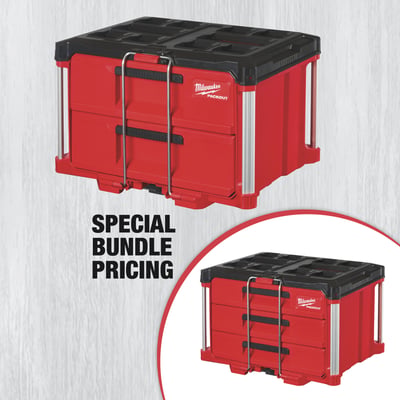 SPECIAL BUY! Milwaukee 2-Pc. Packout Toolbox Combo, Model# PACKOUTSE22P4B