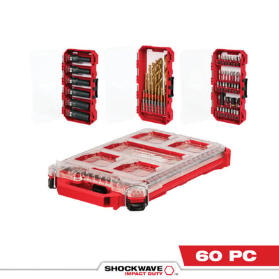 Milwaukee SHOCKWAVE Impact Duty 60-Pc. Drill, Drive and Fasten PACKOUT Set, Model# 48-32-5162