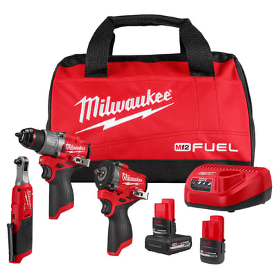 Milwaukee M12 FUEL 3-Tool Combo Kit, Model# 3424-23