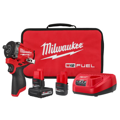 Milwaukee M12 FUEL Stubby 1/2in. Impact Wrench Kit, 12V, Model# 2563-22