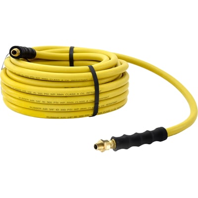Klutch Oil-Resistant Rubber Air Hose with 3/8in.–1/4in. Reducer, 3/8in. x 50ft., 300 PSI