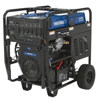 Powerhorse Portable Generator, 27,000 Surge Watts, 18,000 Rated Watts, 120/240V, Dual Fuel, Electric Start, CO Shutdown
