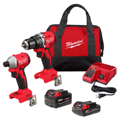 Milwaukee M18 Compact Brushless 2-Tool Combo Kit, Chuck Size 1/2in., Model# 3693-22CX