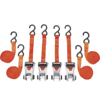 SmartStraps RatchetX Ratchet Tie-Down Strap, 4-Pk., 1.125in. x 20ft., with J-Hook, 3000-Lb. Breaking Strength, Orange, Model# 4573
