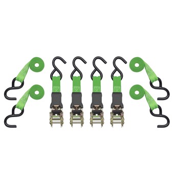 Ultra-Tow 4-Pack 14ft. Padded Ratchet Tie-Down Straps, 500-lb. Working Load, 1500-lb. Capacity, 14ft.L, Green Polyester