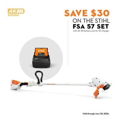 STIHL Battery-Operated FSA 57 Telescoping Straight Shaft String Trimmer Kit, AK 20 Ion Battery, 11in. Cutting Width, Model# FSA 57 SET 20