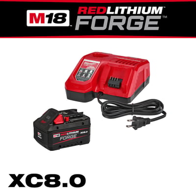 Milwaukee M18 18-Volt Lithium-Ion REDLITHIUM FORGE Starter Kit with 8.0Ah Battery and Rapid Charger, Model# 48-59-1881