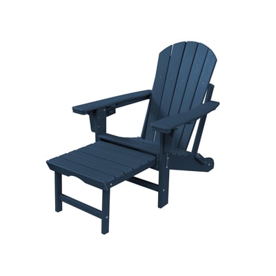 Trappers Peak Foldable Adirondack Chair with Footrest, Dark Blue, Model# TP-4000-FTBK-BLU