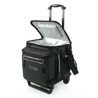 Titan Collapsible Wheeled Cooler, 60-Can Capacity, Black, Model# 10000948